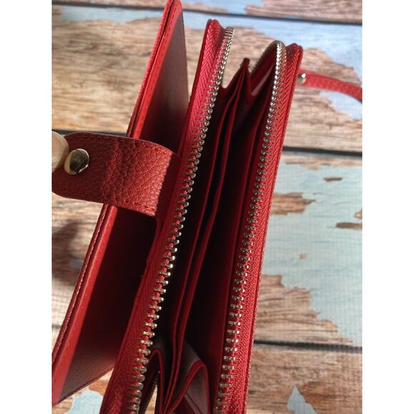 NEW Red Zippered Wallet with Wrist Strap - Wristlet - Compartments, Card Slots - Picture 6 of 7